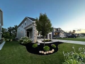 Mulch Install with boulders in Wadsworth